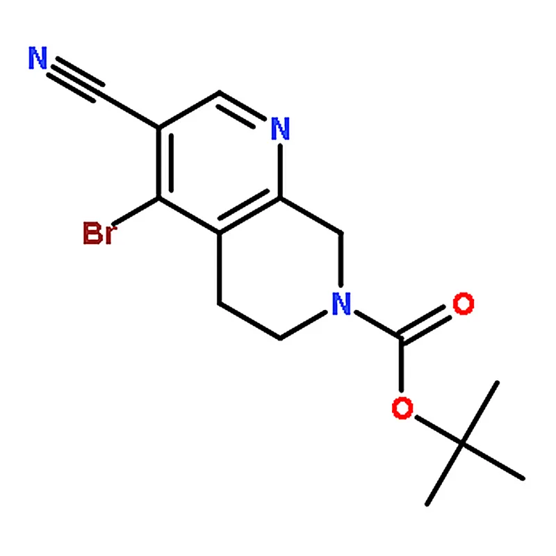 RHAWN tert-Butyl 4-bromo-3-cyano-5,6-dihydro-1,7-naphthyridine-7(8H)-carboxylate