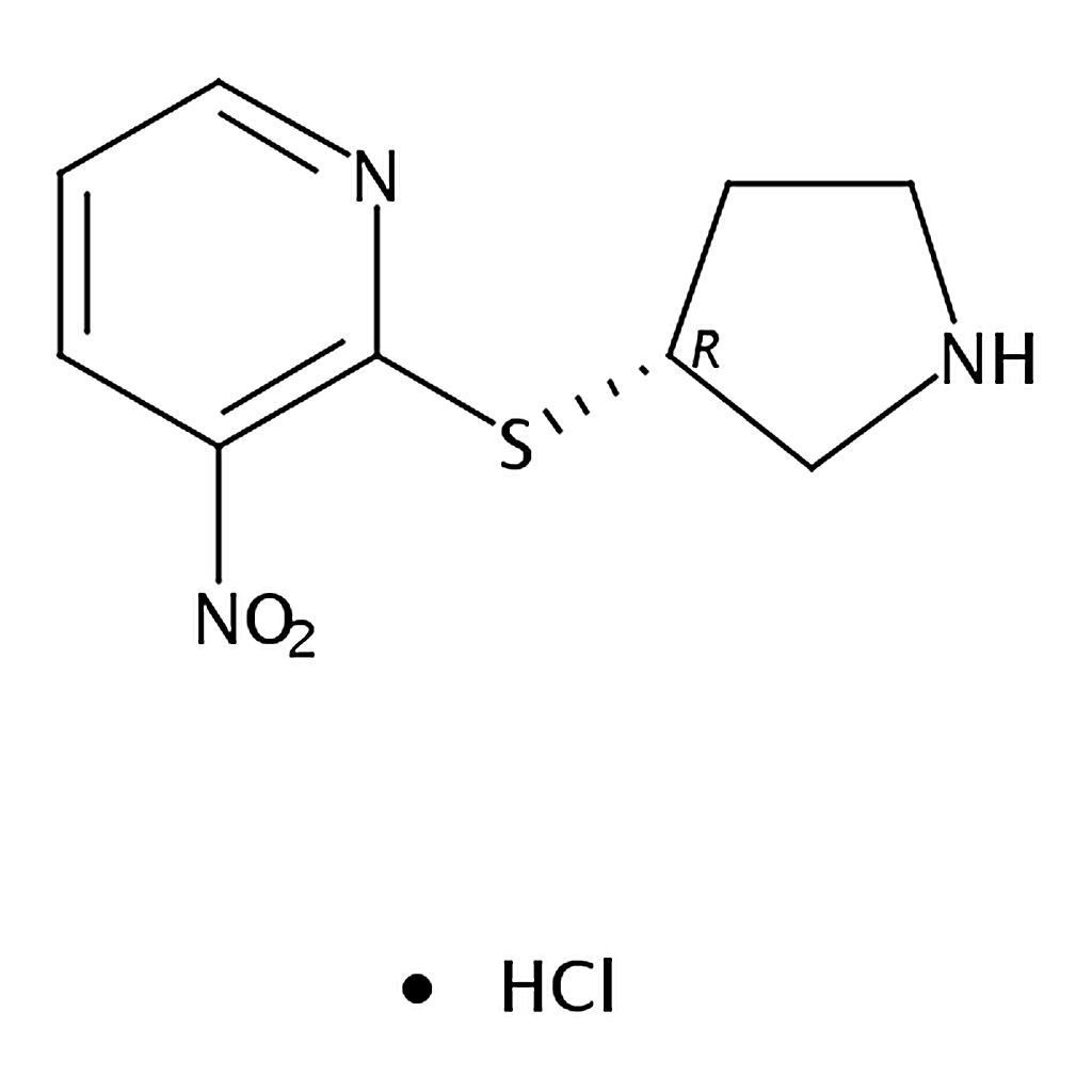 RHAWN (R)-3-Nitro-2-(pyrrolidin-3-ylthio)pyridine hydrochloride