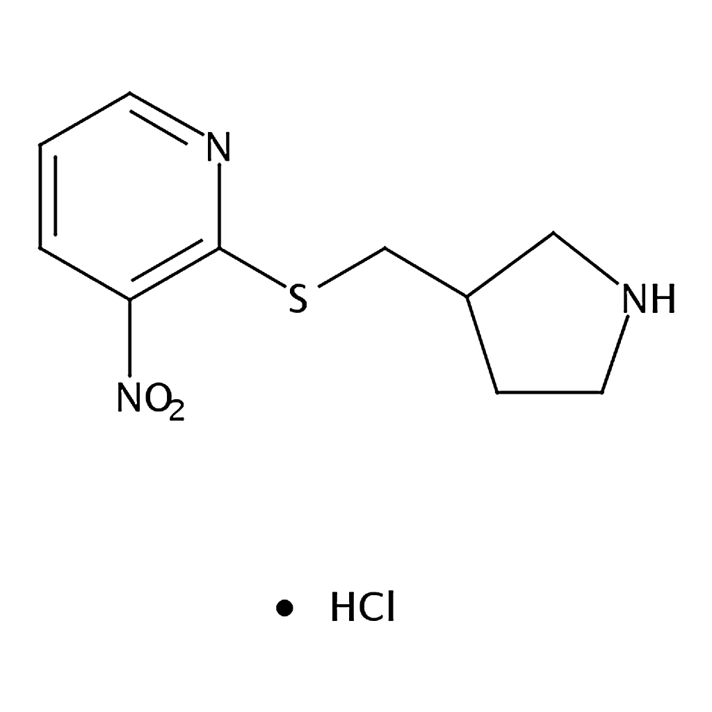 RHAWN 3-Nitro-2-((pyrrolidin-3-ylmethyl)thio)pyridine hydrochloride