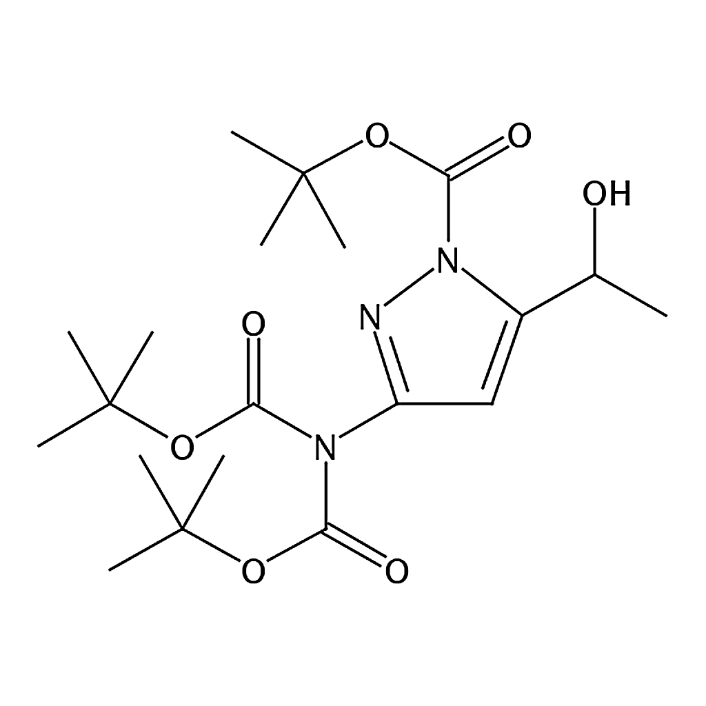 RHAWN tert-Butyl 3-((di-tert-butoxycarbonyl)amino)-5-(1-hydroxyethyl)-1H-pyrazole-1-carboxylate
