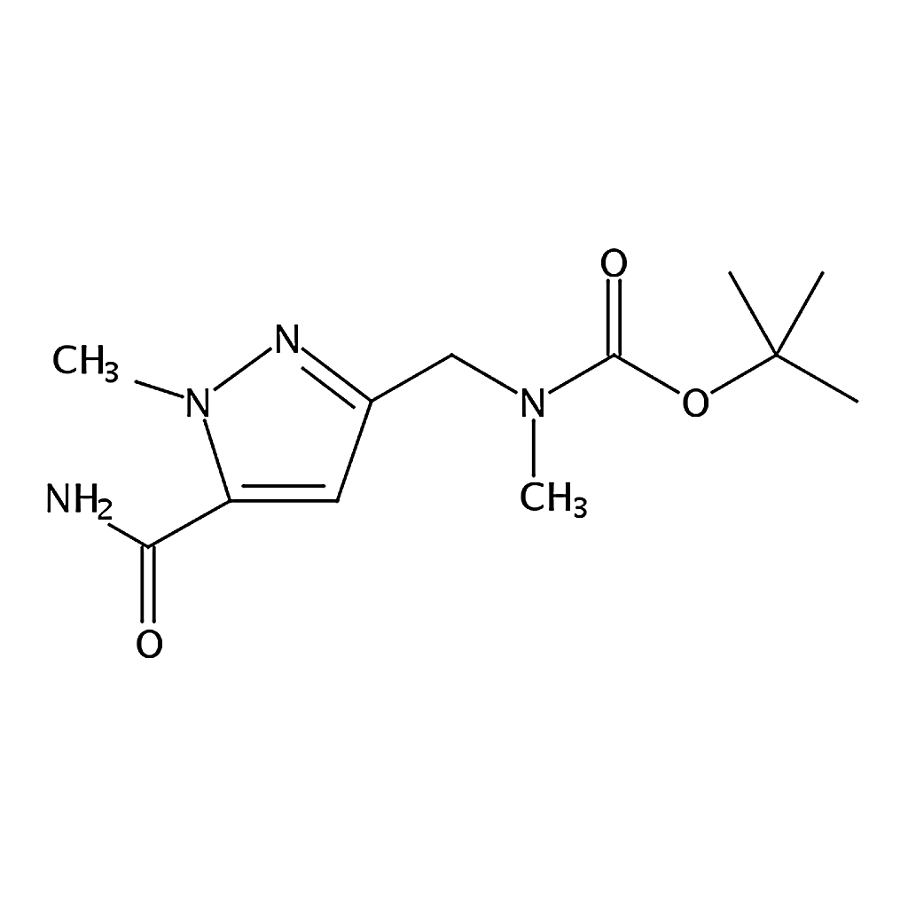 RHAWN tert-Butyl ((5-carbamoyl-1-methyl-1H-pyrazol-3-yl)methyl)(methyl)carbamate