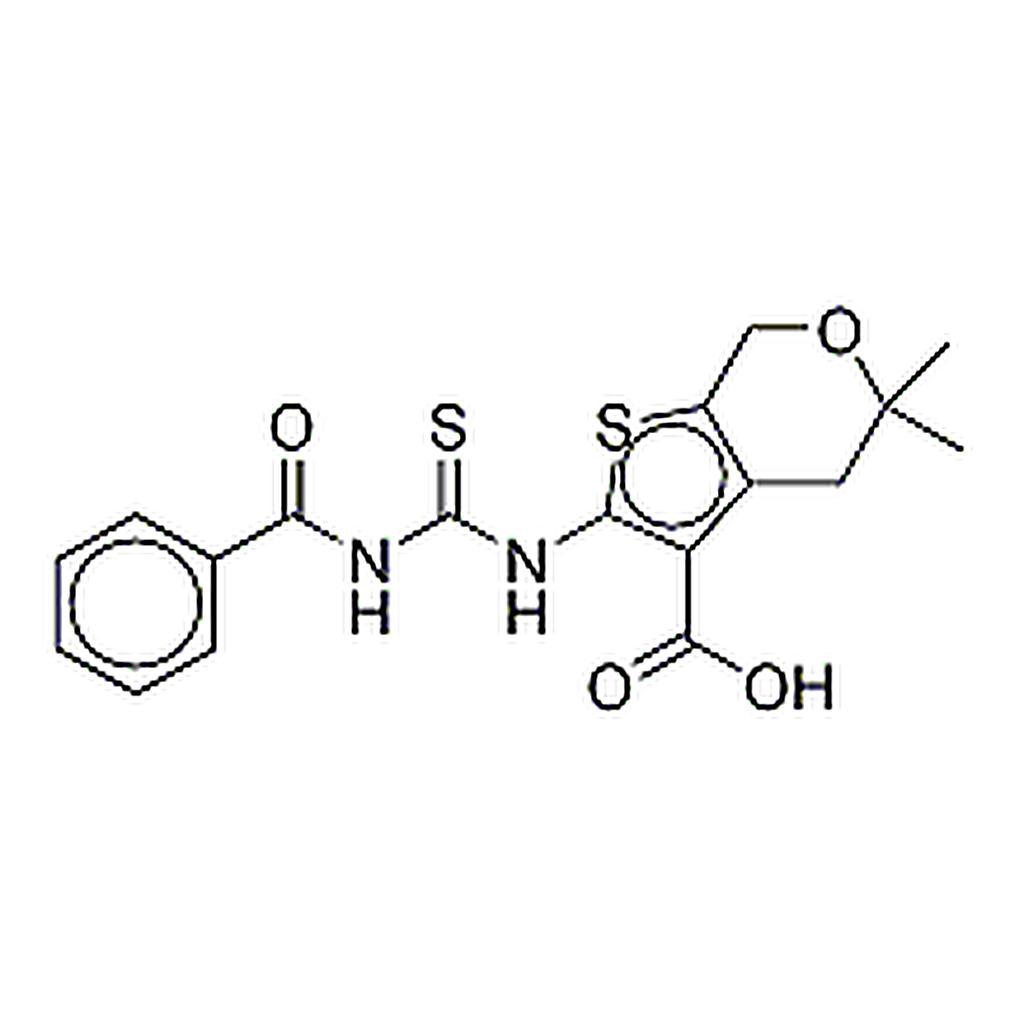 RHAWN 2-(3-Benzoylthioureido)-5,5-dimethyl-5,7-dihydro-4H-thieno[2,3-c]pyran-3-carboxylic acid