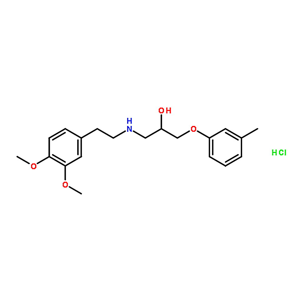RHAWN 1-((3，4-Dimethoxyphenethyl)amino)-3-(m-tolyloxy)propan-2-ol hydrochloride