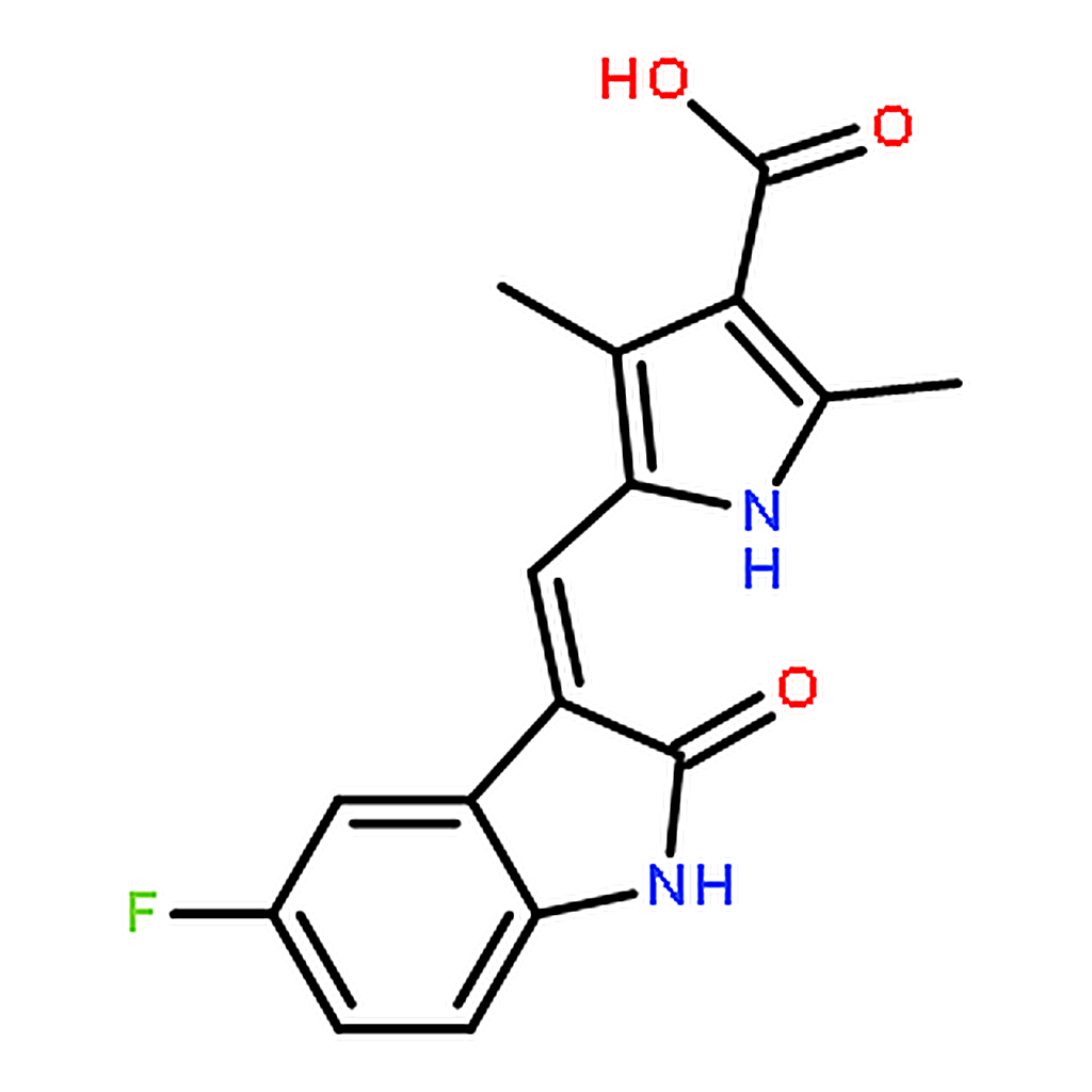 RHAWN 5-((5-Fluoro-2-oxoindolin-3-ylidene)methyl)-2,4-dimethyl-1H-pyrrole-3-carboxylic acid