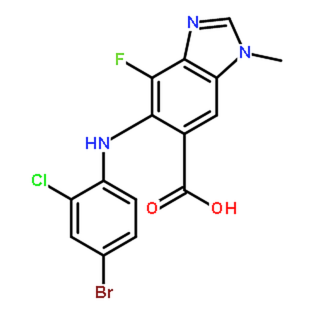 RHAWN 5-((4-Bromo-2-chlorophenyl)amino)-4-fluoro-1-methyl-1H-benzo[d]imidazole-6-carboxylic acid