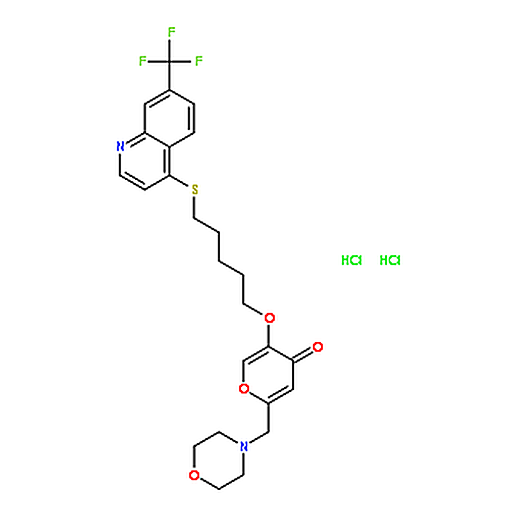 RHAWN 2-(Morpholinomethyl)-5-((5-((7-(trifluoromethyl)quinolin-4-yl)thio)pentyl)oxy)-4H-pyran-4-on
