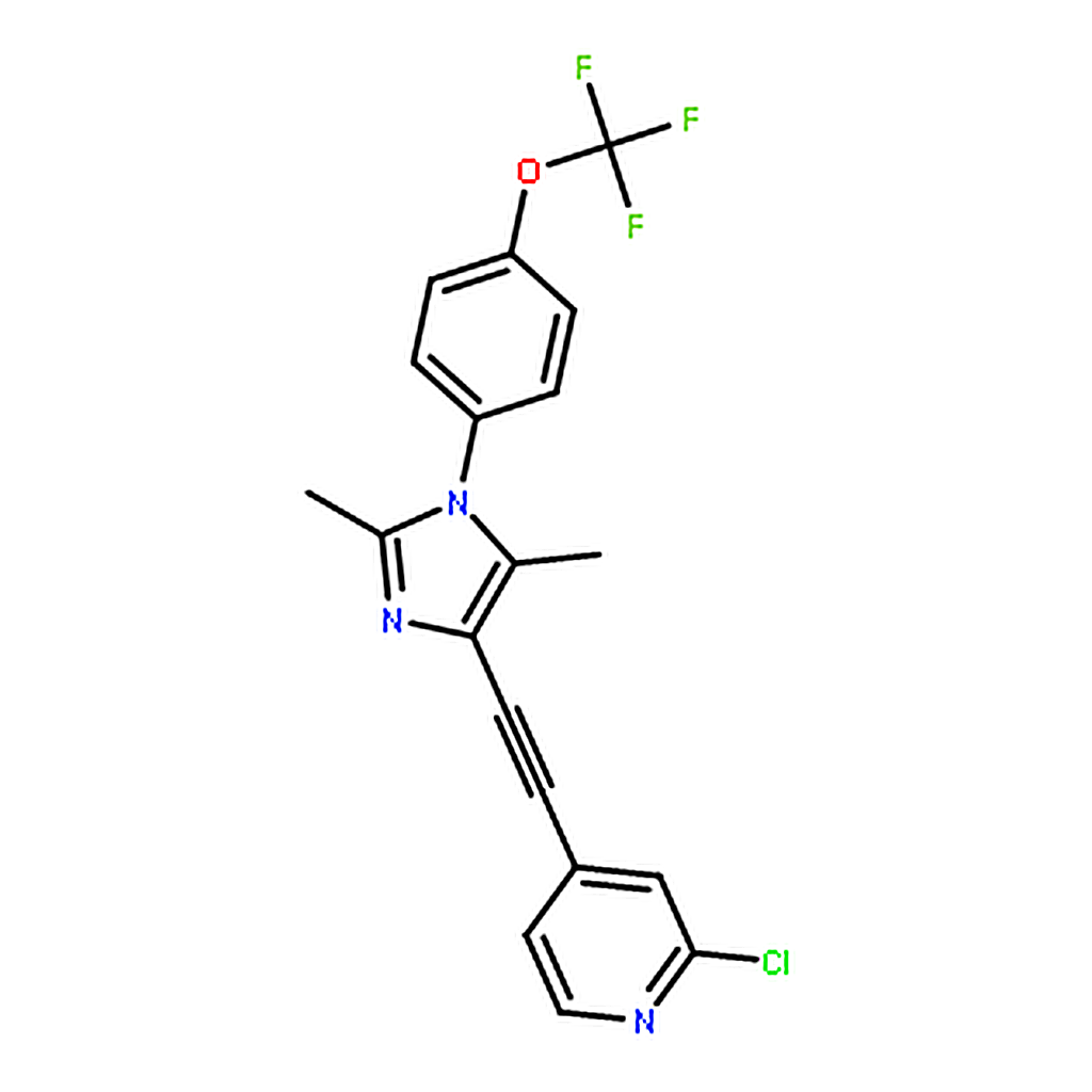 RHAWN 2-chloro-4-[2-[2,5-dimethyl-1-[4-(trifluoromethoxy)phenyl]imidazol-4-yl]ethynyl]pyridine