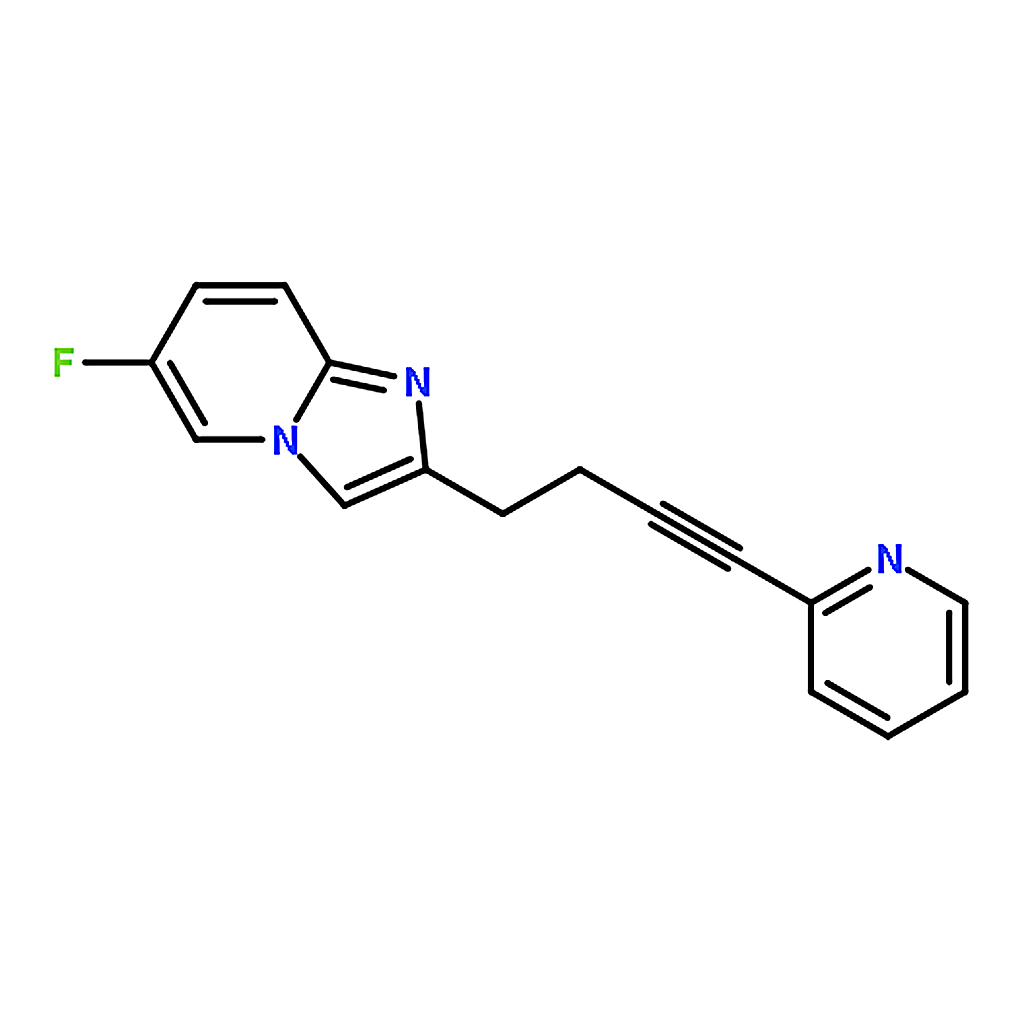 RHAWN 6-fluoro-2-(4-pyridin-2-ylbut-3-ynyl)imidazo[1,2-a]pyridine