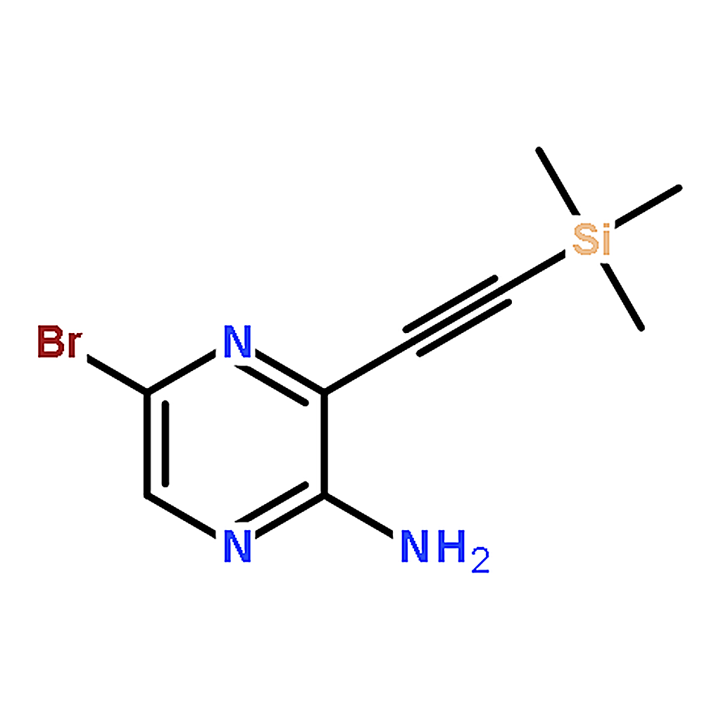 RHAWN 5-Bromo-3-((trimethylsilyl)ethynyl)pyrazin-2-amine
