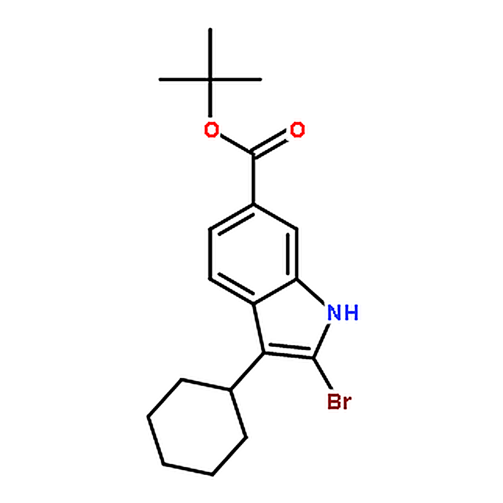 RHAWN tert-Butyl 2-bromo-3-cyclohexyl-1H-indole-6-carboxylate