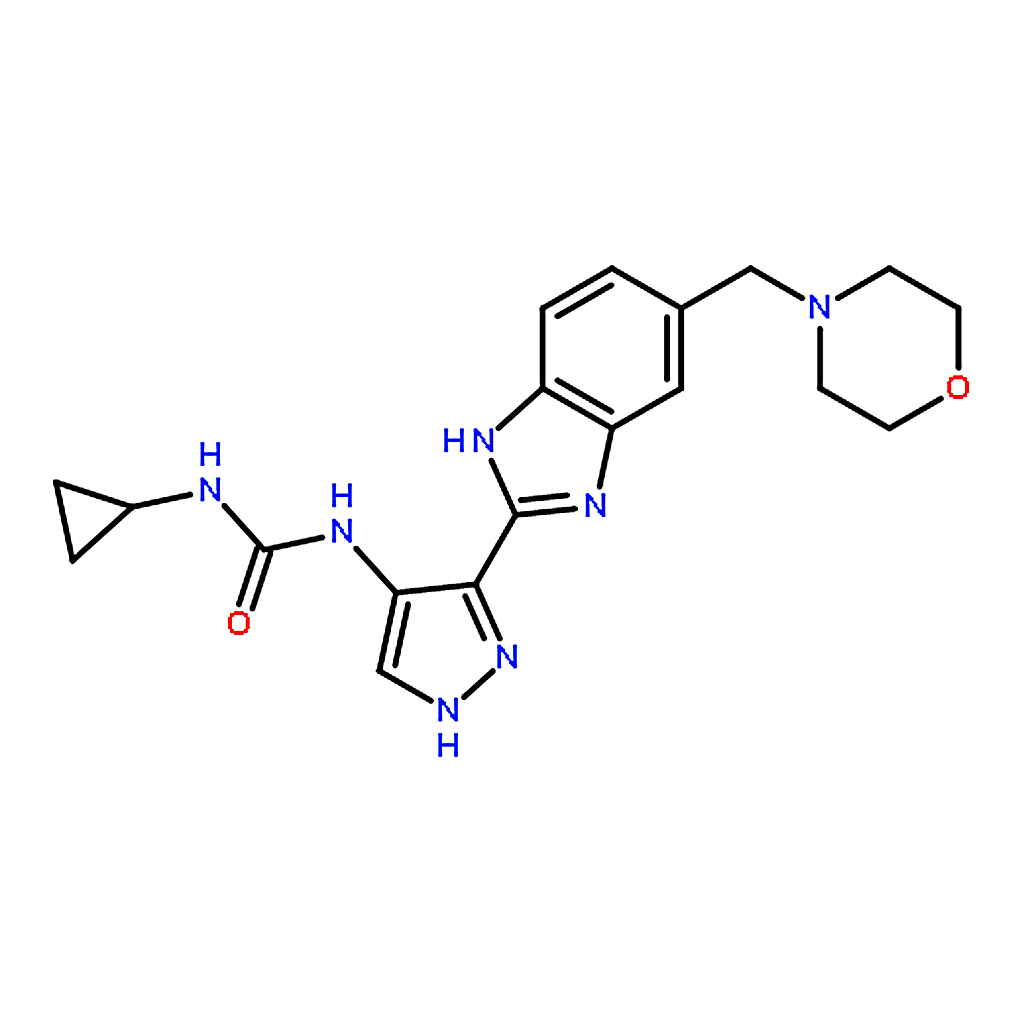 RHAWN 1-Cyclopropyl-3-(3-(5-(morpholinomethyl)-1H-benzo[d]imidazol-2-yl)-1H-pyrazol-4-yl)urea