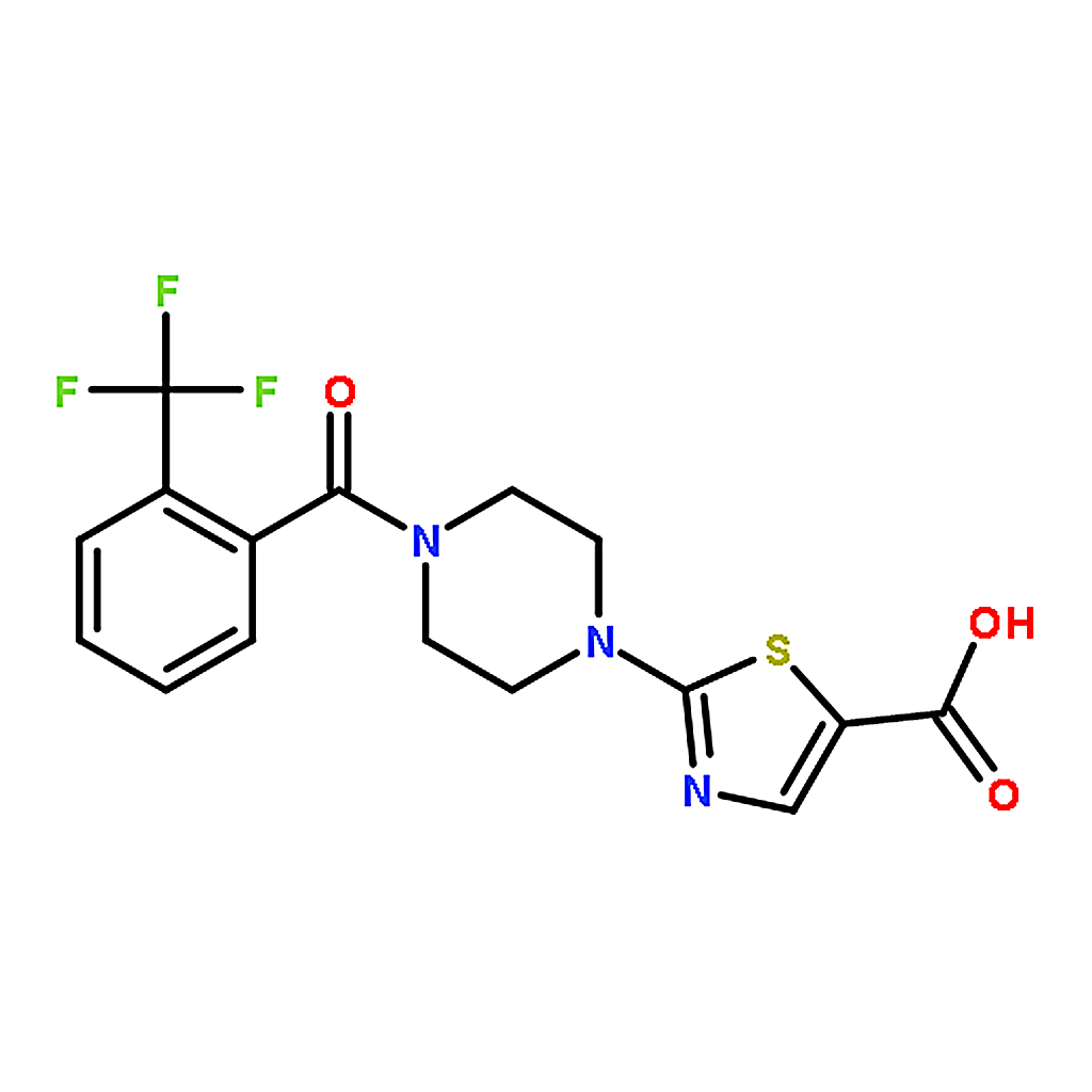 RHAWN 2-(4-(2-(Trifluoromethyl)benzoyl)piperazin-1-yl)thiazole-5-carboxylic acid