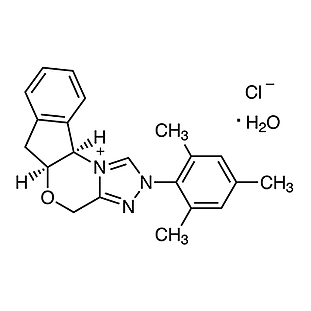 TCI (-)-(5aS,10bR)-5a,10b-Dihydro-2-(2,4,6-trimethylphenyl)-4H,6H-indeno[2,1-b][1,2,4]triazolo[4,3-d][1,4]oxazinium Chloride Monohydrate