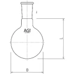 AS ONE Short Neck Round Flask 300mL, 단수 플라스크 300mL