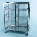 Glassware Cart with Basket 스테인레스 바스켓 카트, 미닫이 서랍 방식