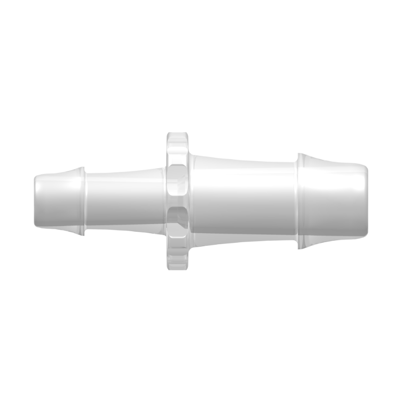 Straight Through Reduction Tube Fitting with 500 Series Barbs, 3/4` (19.0 mm) and 1/2` (12.7 mm) ID Tubing