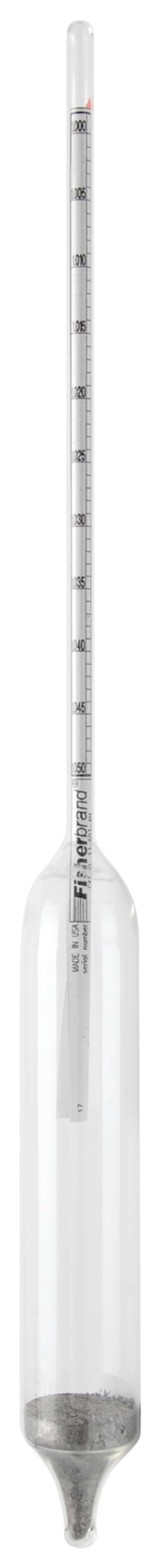 Thermo Fisher Scientific ASTM Specific Gravity 275mL Hydrometers for Liquids Heavier than Water, ASTM No.: 111H; 275mL liquid volume; Without 3-pt certification
