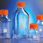 PYREX® Square Glass Media Storage Bottles, Graduated, with Screw Cap