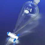 PYREX® Squibb Pear-shaped Separatory Funnels, PTFE Product Standard Stopcock, Glass Standard Taper Stopper