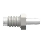 1/4-28 UNF Bottom Sealing Rotating Thread with 5/16` Hex to 500 Series Barb, 1/8` (3.2 mm) ID Tubing over Animal-Free Polypropylene