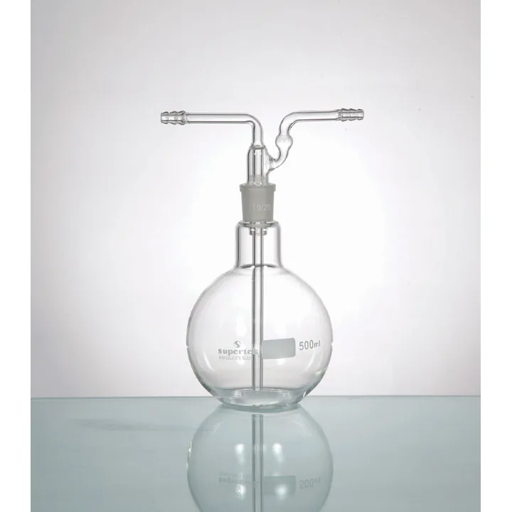 Supertek Gas Washing Bottle, Flat Bottom Flask