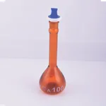 Supertek Volumetric Flask -ASTM Amber, Wide Mouth Heavy Duty,With PP Stopper