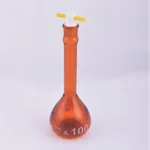Supertek Volumetric Flask -ASTM Amber, Wide Mouth Heavy Duty,With PTFE Stopper Class A