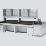AS ONE Laboratory Table, 중앙실험대(서랍·서랍박스·측면 싱크대·시약선반 부속, 프레임 타입)