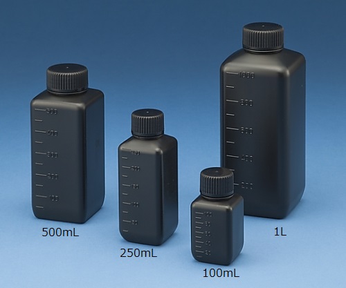 AS ONE J Bottle Square Type Narrow-Mouth(Shading, Sterile), J 각형 세구병(차광, 멸균처리)