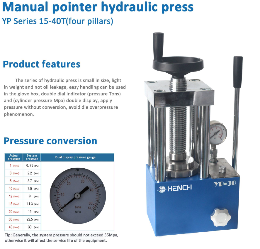 HENCH 40T Manual Pellet Press - Front View