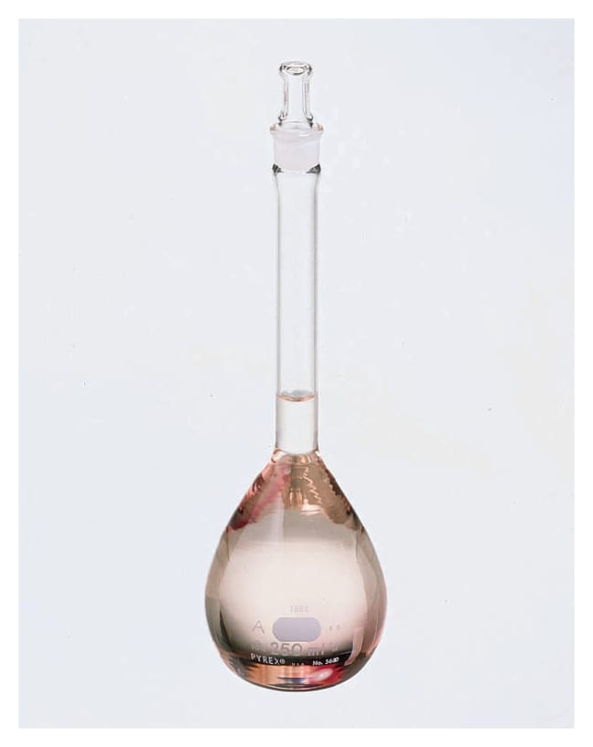 Thermo Fisher Scientific PYREX Class A Certified and Serialized Volumetric Flasks with Glass Standard Taper Stopper