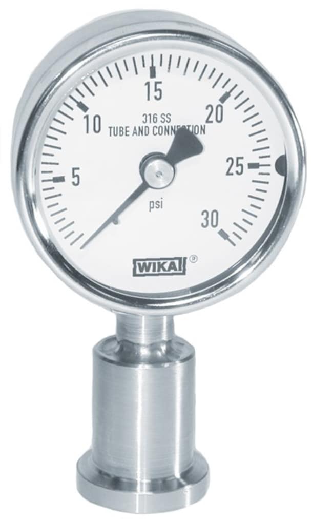 Thermo Fisher Scientific Wika M932.25, 2.5 in.  Sanitary Pressure Gauge, 0 to 30 psi, 3/4 Tri-Clamp