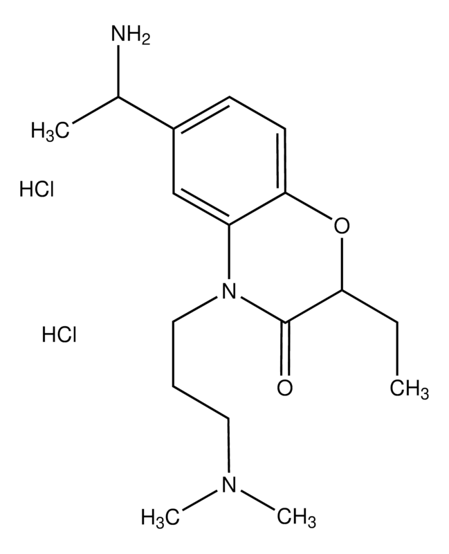 Merck 6-(1-NH2Et)-4-(3-(dimethylamino)Pr)-2-Et-2H-benzo[b]-1,4-oxazin-3(4H)-one diHCl