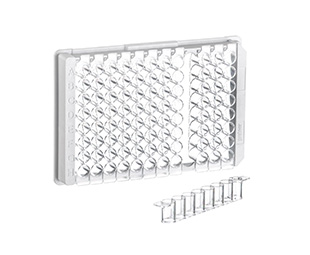 Greiner Bio One STRIP PLATE, 12xF8, PS, F-BOTTOM,CLEAR, MICROLON, MED. BINDING, 10 PCS./BAG