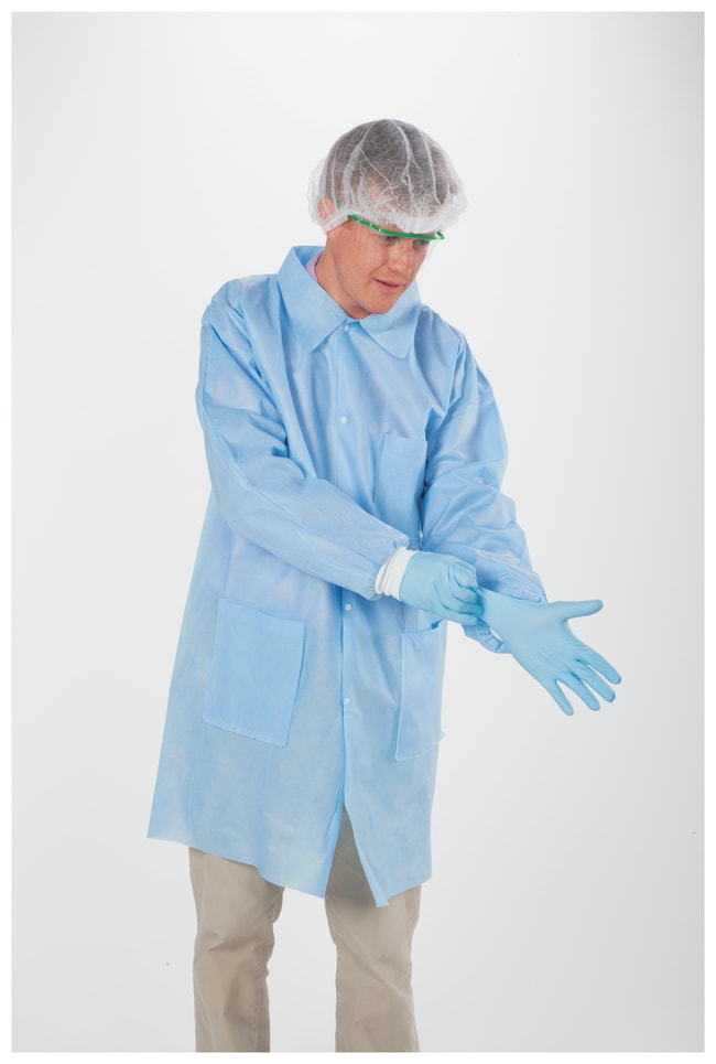 Thermo Fisher Scientific Basic Protection Disposable Polypropylene Medical Blue Lab Coats