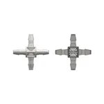 Four-port Cross Style Manifold with 200 Series Barbs for 3/32` (2.4 mm) ID Tubing