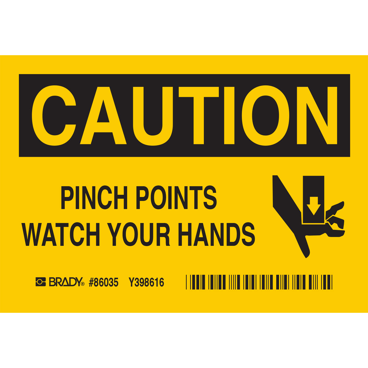 Brady CAUTION Pinch Points Watch Your Hands Labels | 캐시바이