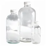 Thermo Fisher Scientific Clear Boston Round Bottles with White Polypropylene Pulp/Vinyl Cap