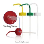 Daihan Science Azlon Safety Venting Screwcaps, PP, for cap 46 Wide Neck Wash Bottle, White·Red