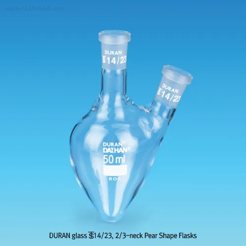 SciLab DURAN glass 2× Joint Neck Pear Shape Flask
