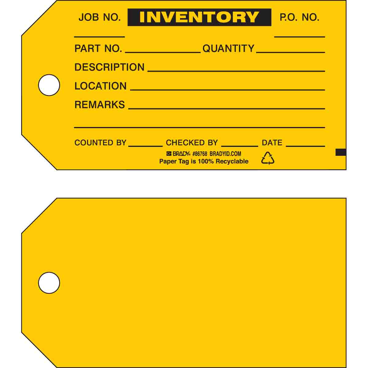 Brady INVENTORY Production Tag | 캐시바이