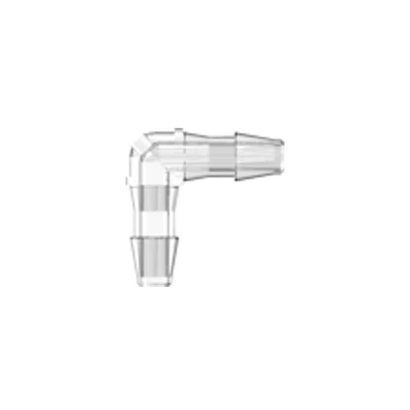Elbow Tube Fitting with 200 Series Barbs, 1/16` (1.6 mm) ID Tubing