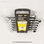 7Pcs CRV Ratcheting Combination Wrench Set