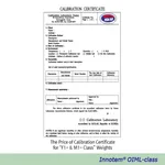 Innotem The Price of Calibration Certificate for “F1- & M1- Class” Weights