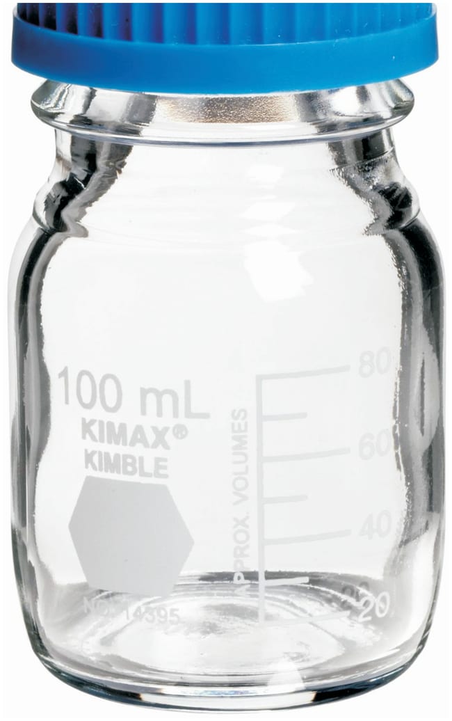 Thermo Fisher Scientific KIMAX GL 45 Media/Storage Bottles, 100mL; With blue cap