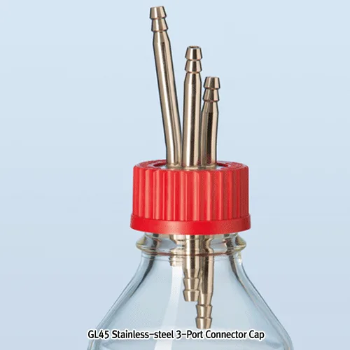DURAN GL45 Stainless-steel 2 or 3-Port Connector PBT Screwcap
