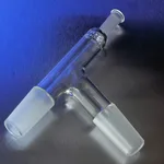 Corning PYREX 75° Angle Tube Adapter with Two-Way 24/40 Standard Taper Joints and Standard Taper 10/30 Outer Joint Thermometer Opening