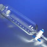 Corning PYREX Cylindrical Separatory Funnels, PTFE Product Standard Stopcock, Glass Standard Taper Stopper, Graduated from PTFE Stopcock