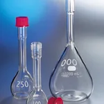Corning PYREX Class A EZ Access Wide Mouth Volumetric Flask, Screw Cap, To Contain