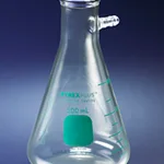 Corning PYREXPLUS Heavy Wall Filtering Flask, Protective Coating, Tubulation, Graduated